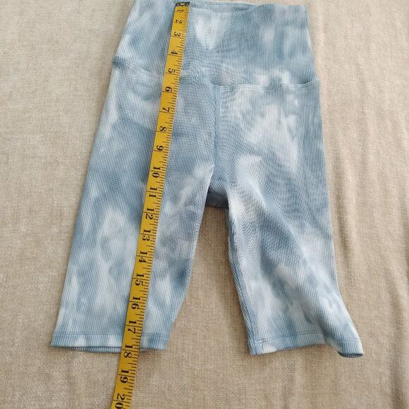 Carbon38 Tie Dye Ribbed High Waisted Biker Shorts Blue XS - Picture 3 of 7